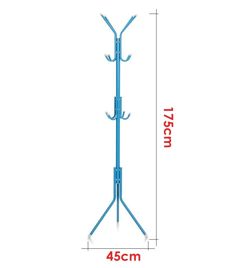 House of Quirk Coat Rack Freestanding Metal Coat Tree Hanger 12 Hooks Hat Rack for Hanging Bags Scarves Clothes Handbag Umbrella Jacket Hall Bedroom - Blue - Image 4
