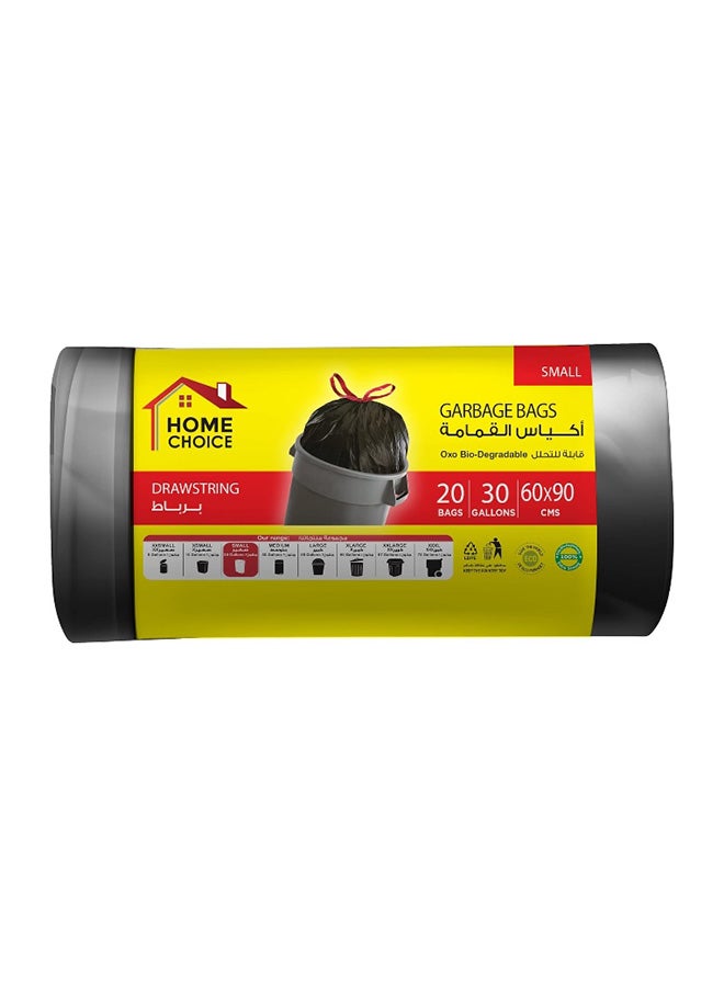 HOME CHOICE 30 جالون، عبوة من 60 قطعة، حجم 60*90 سم (20 كيس قمامة × 3 لفات)، أكياس قمامة بسلك شد، قابلة للتحلل، بطانات سلة مع رباط عنق - Image 3