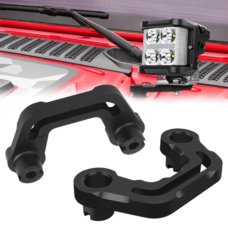 ADTOPI JL Light Mounting Bracket Hood Cowl Light Brackets Front APillar Mount for Auxiliary LED Pods Compatible with Jeep JL JLU 20182023 Gladiator JT 20202023 Aluminum Alloy