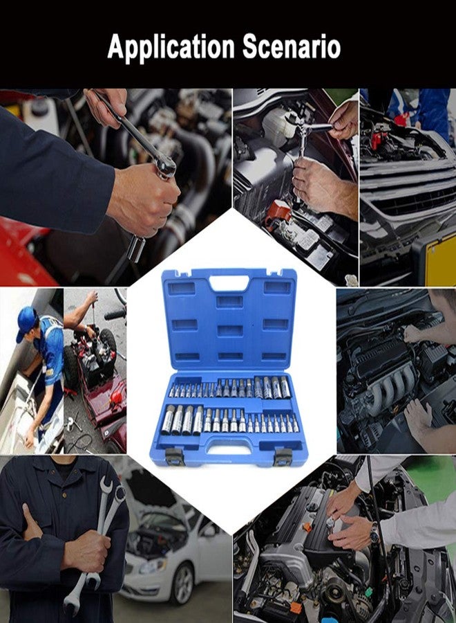 NORTOOLS Master Hex Bit Socket Set S2 Steel Allen Sockets Bit SAE and Metric Torx Bit CRV Socket Tool Allen Wrench Bit Kit 1/2" 3/8" 1/4" Drive Automotive Bike Motorcycle and ATV 34 Pieces - Image 5