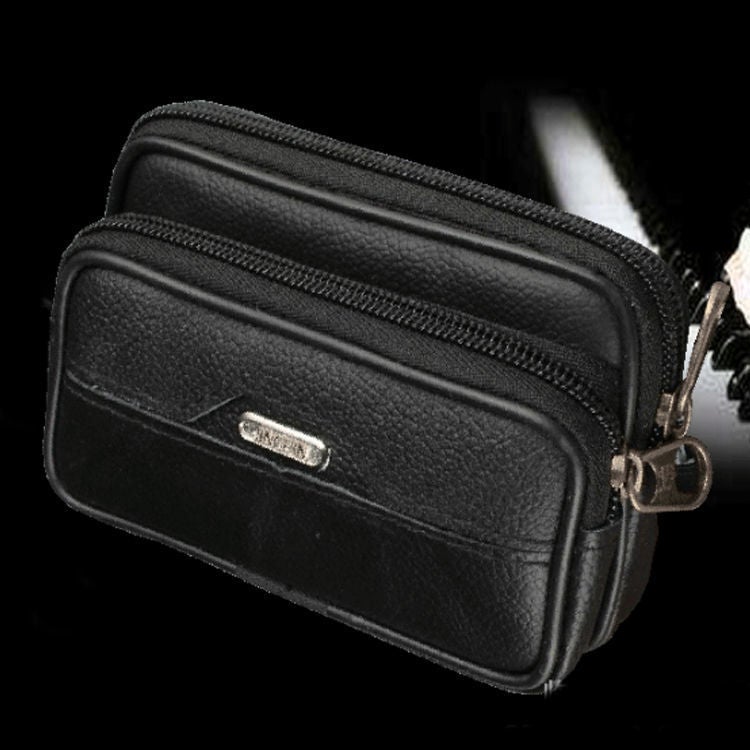 Genuine Leather Belt Pouch for Men 6.5 Inch 5 inch height 15cm black 