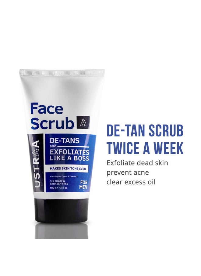 Ustraa - Detan Face Scrub For Men 100G Exfoliation & Effective Tan Removal No Sls & Power Face Wash 200G Energize & Detan Helps Effectively Remove Tan Brightens Skin - Image 1