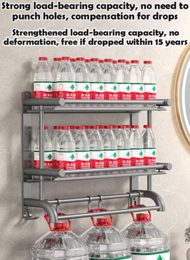 NKX Three Layer Wide Space Metal Bathroom Storage Rack - Punch Free Wall-Mounted Sink and Toilet Organizer, Heavy-Duty Load Bearing, Ideal for Balcony or Bathroom Wall Storage (50x63cm) - Image 5