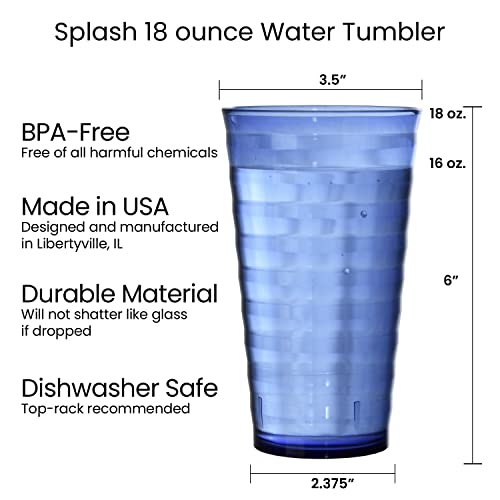 US Acrylic Splash [Set of 16] 18 ounce Plastic Stackable Water Tumblers in 4 Coastal Colors Value Set of Drinking Cups, Reusable, BPA-free, Made in the USA, Top-rack Dishwasher Safe - Image 5