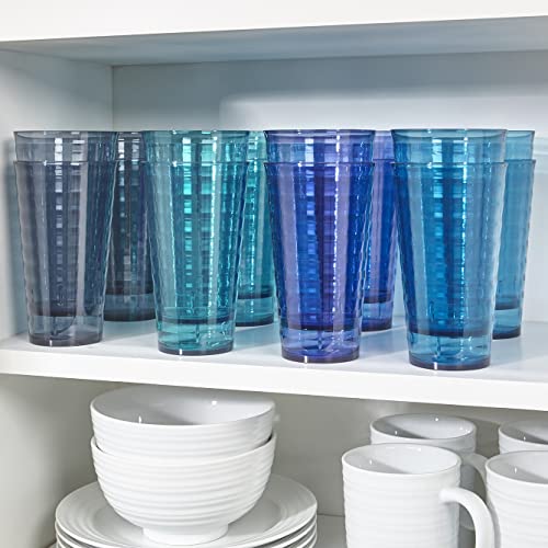 US Acrylic Splash [Set of 16] 18 ounce Plastic Stackable Water Tumblers in 4 Coastal Colors Value Set of Drinking Cups, Reusable, BPA-free, Made in the USA, Top-rack Dishwasher Safe - Image 4