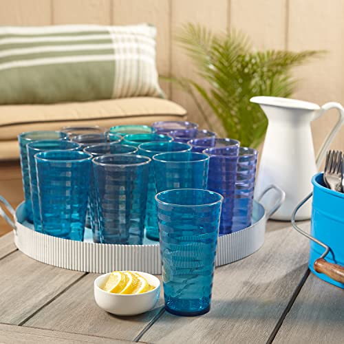 US Acrylic Splash [Set of 16] 18 ounce Plastic Stackable Water Tumblers in 4 Coastal Colors Value Set of Drinking Cups, Reusable, BPA-free, Made in the USA, Top-rack Dishwasher Safe - Image 3
