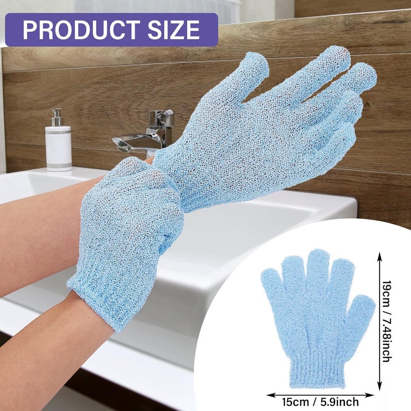 Sibba 3 Pair Bath Gloves for Shower Natural Loofah Exfoliating Wash Gloves for Body and Face Dead Skin Remover Double Sided Microfibre Shower Body Gloves for Adults and Kids - Image 2