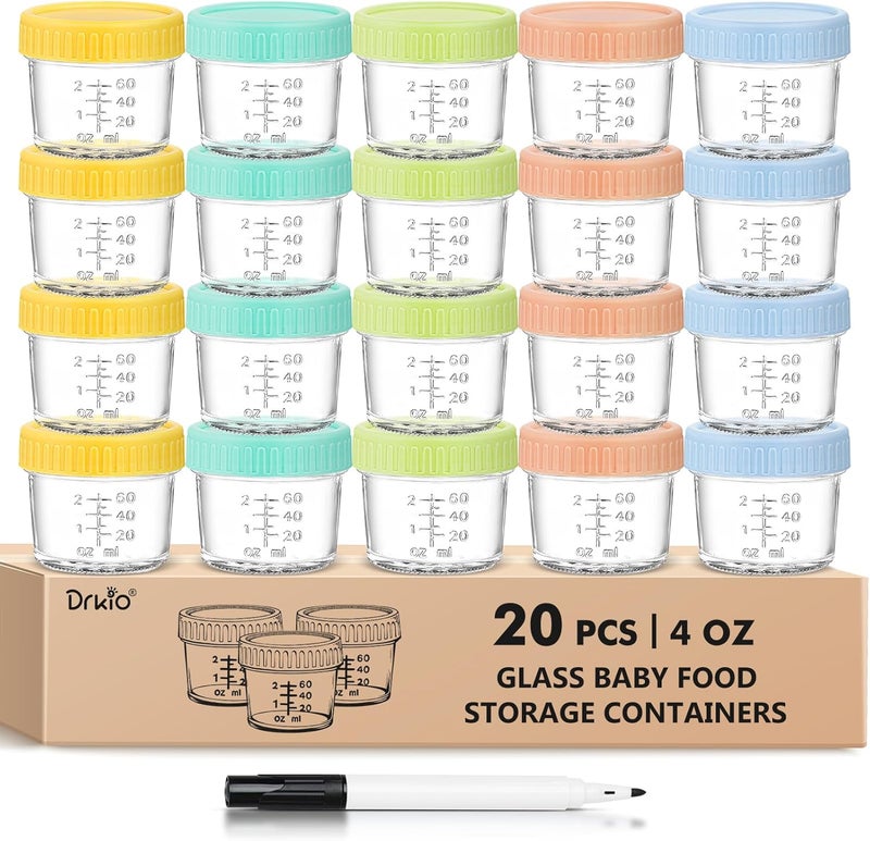 DRKIO 20 Pack Glass Baby Food Storage Containers - Image 1
