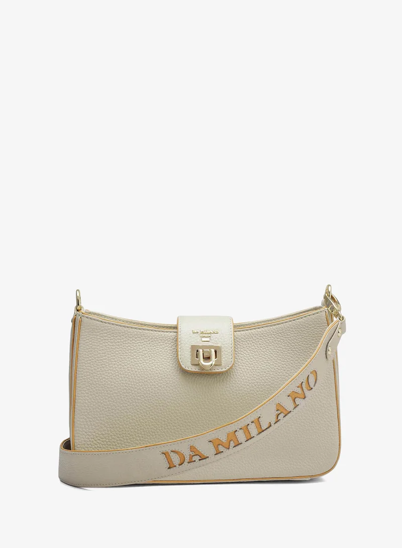 Da Milano Genuine Leather Grey Sling Bag