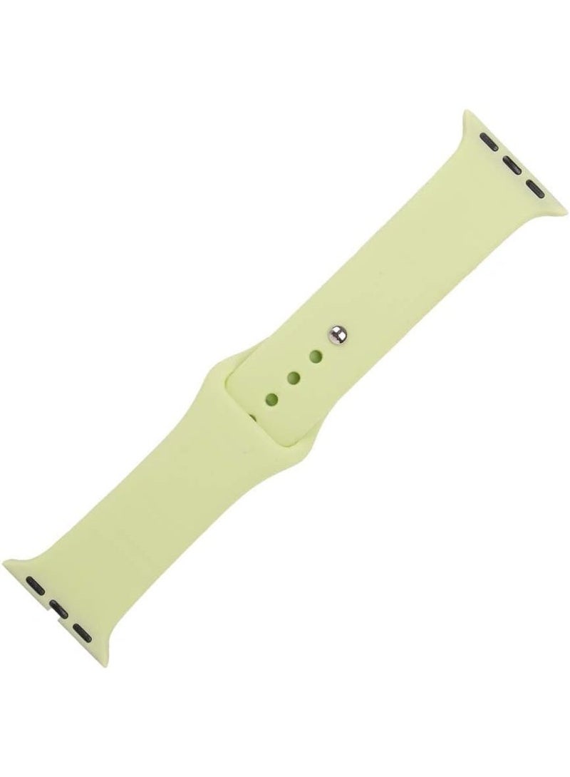 Silicone 38/40 Strap Soft Flexible Band, Comfortable For Daily Wear, Waterproof, Easy Install With Secure Fit Compatible with  38/40/41 - Pastel Yellow - Image 1