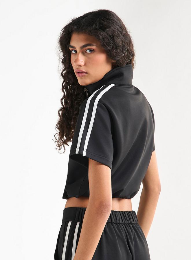 Splash FAV Crop T-shirt with Short Sleeves and Zip Closure - Image 3