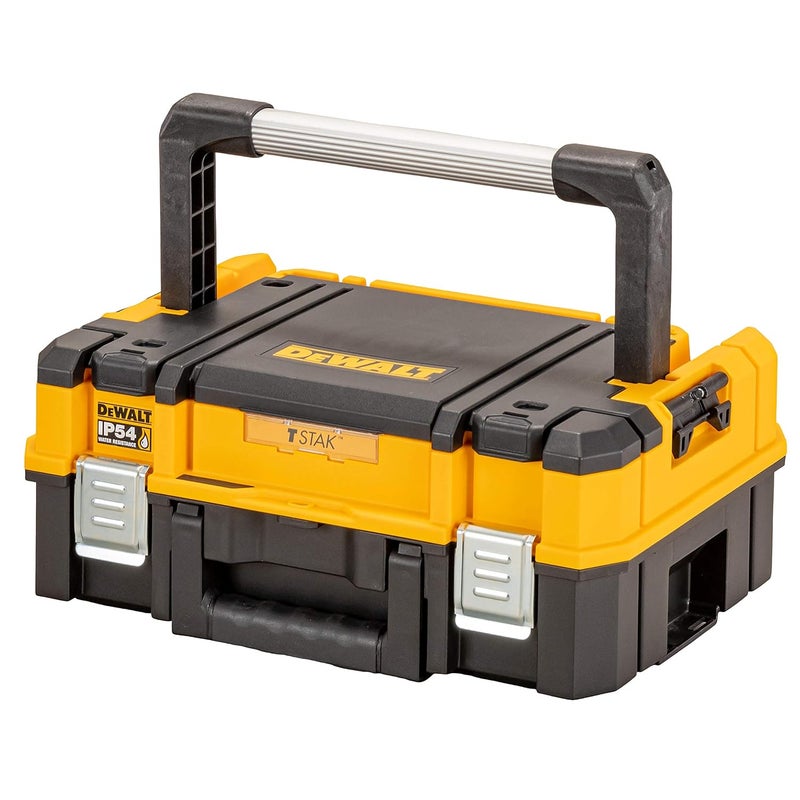 DEWALT DEWALT DWST833441 TSTAK Heavy Duty Organiser Top Shallow Box IP54 Rated Waterseal 30 Kg Load Capacity Front Top Carry Handles Internal Foam Insert For Power Tools Batteries 44x332x183 cm  - Image 1