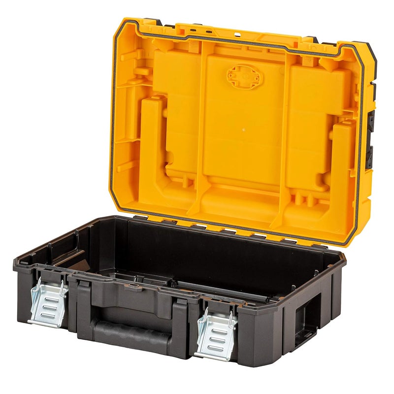 DEWALT DEWALT DWST833441 TSTAK Heavy Duty Organiser Top Shallow Box IP54 Rated Waterseal 30 Kg Load Capacity Front Top Carry Handles Internal Foam Insert For Power Tools Batteries 44x332x183 cm  - Image 4