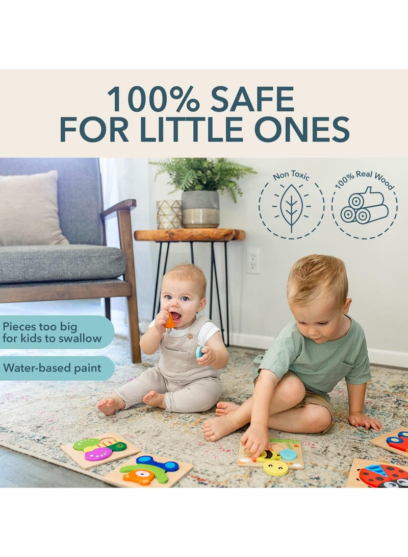 نيفيو ألعاب هدايا ألغاز خشبية للأطفال الصغار من عمر 1 إلى 3 سنوات، ألعاب تعليمية للأطفال الرضع والأولاد والبنات، 6 أشكال حيوانات، لعبة مونتيسوري جذعية صديقة للبيئة، لعبة سفر للأطفال - Image 2