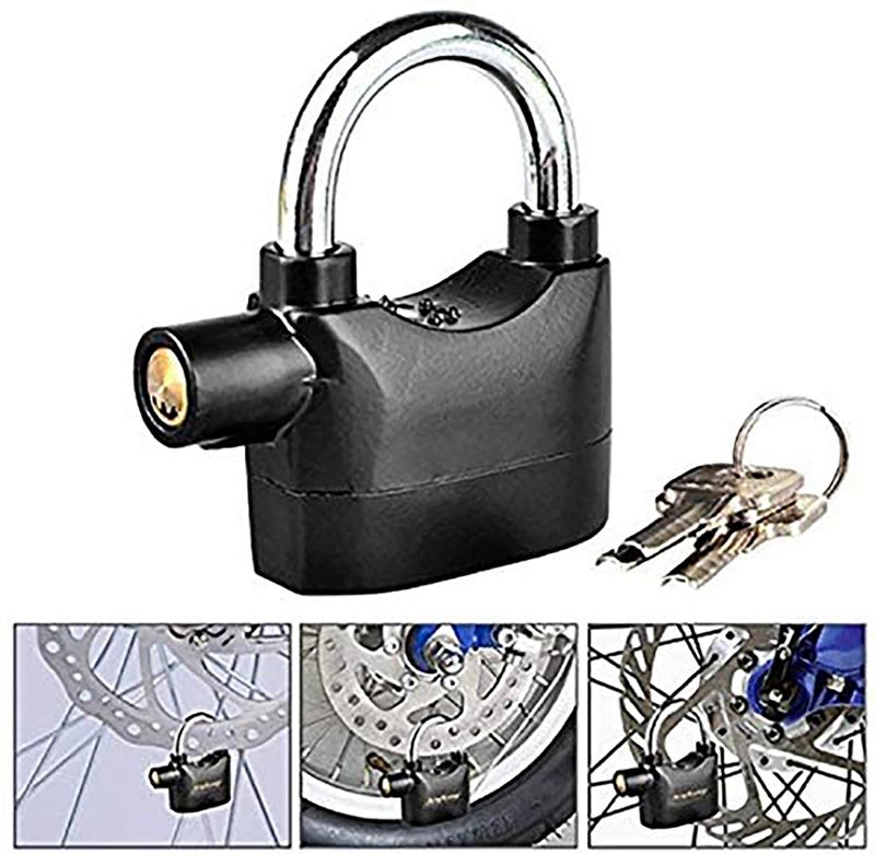 Krevia Security Alarm Metallic Lock System | Waterproof Black Anti-Theft Siren 110DBA Alarm Anti potong Padlock for Universal Use | Thickened Shackle Lock with 3Keys(1Pcs) | Black - Image 5