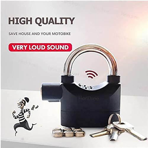 Krevia Security Alarm Metallic Lock System | Waterproof Black Anti-Theft Siren 110DBA Alarm Anti potong Padlock for Universal Use | Thickened Shackle Lock with 3Keys(1Pcs) | Black - Image 4