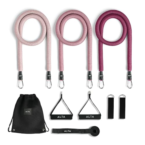 ALTA Resistance Tube Bands for Women - Full Kit Resistance Bands for Working Out with Handles, Ankle Straps, Door Anchor – Home Workout Bands for Physical Therapy, Pilates Long Exercise Bands Set - Image 1
