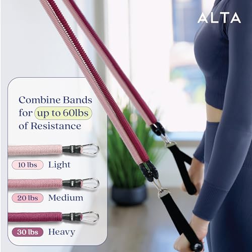 ALTA Resistance Tube Bands for Women - Full Kit Resistance Bands for Working Out with Handles, Ankle Straps, Door Anchor – Home Workout Bands for Physical Therapy, Pilates Long Exercise Bands Set - Image 3