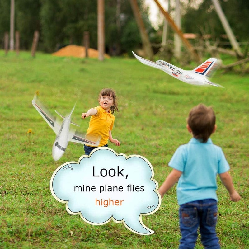 BooTaa Toy Airplanes, 2 Pack 20" Airplane Toys, Outdoor Kids Toys, Large Foam Plane Glider, Birthday Gifts for 3 4 5 6 7 8 9 10 Year Old Boys Girls, Outdoor Yard Games for Kids - Image 3