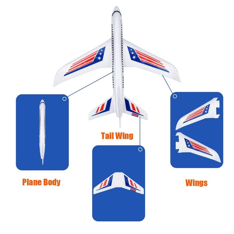BooTaa Toy Airplanes, 2 Pack 20" Airplane Toys, Outdoor Kids Toys, Large Foam Plane Glider, Birthday Gifts for 3 4 5 6 7 8 9 10 Year Old Boys Girls, Outdoor Yard Games for Kids - Image 5