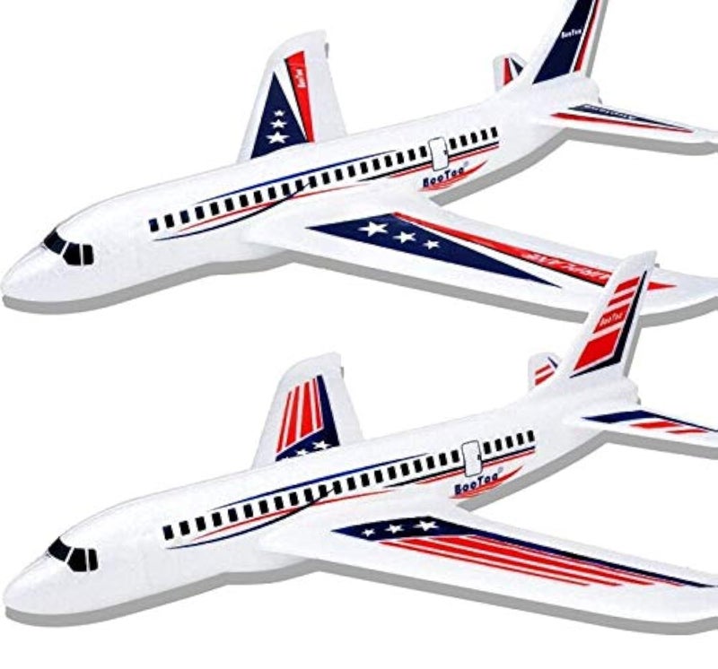 BooTaa Toy Airplanes, 2 Pack 20" Airplane Toys, Outdoor Kids Toys, Large Foam Plane Glider, Birthday Gifts for 3 4 5 6 7 8 9 10 Year Old Boys Girls, Outdoor Yard Games for Kids - Image 1