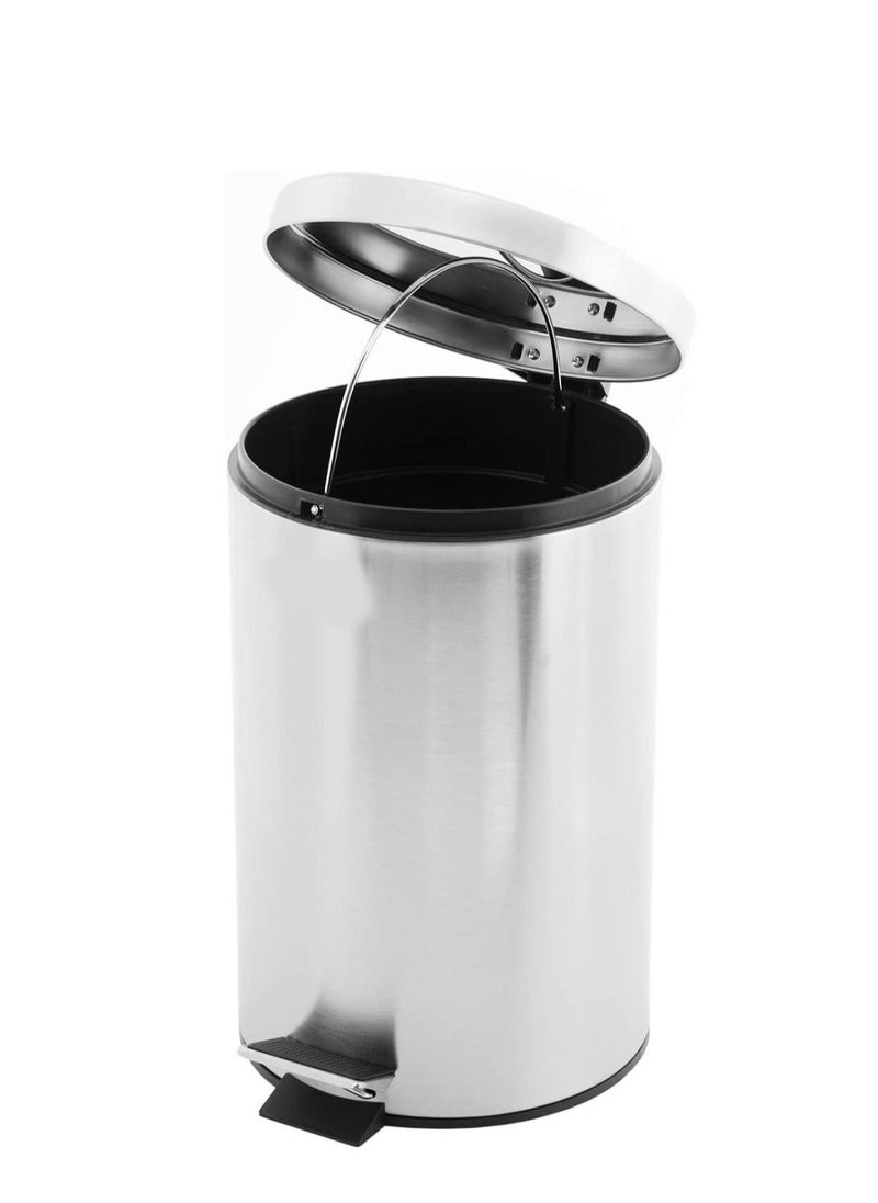 Generic Pedal Bin 20 Liter, Stainless Steel Handle, Strong Plastic Bucket Inner, Round Shape, Color: Silver, Size: H:13.6 x W:25.8 CM  - Image 2