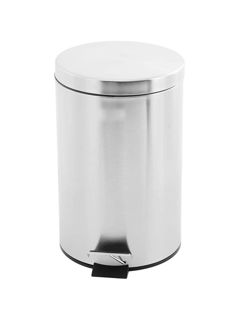 Generic Pedal Bin 20 Liter, Stainless Steel Handle, Strong Plastic Bucket Inner, Round Shape, Color: Silver, Size: H:13.6 x W:25.8 CM  - Image 1