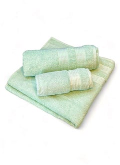 White Rose 3 Pcs Luxurious And Soft Beach Towel Set 600GSM Bath Sheet (80x160cm) Bath Towel (70x140cm) Face Towel (50x90cm) Set Of 3 - Glacier  - Image 3