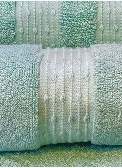 White Rose 3 Pcs Luxurious And Soft Beach Towel Set 600GSM Bath Sheet (80x160cm) Bath Towel (70x140cm) Face Towel (50x90cm) Set Of 3 - Glacier  - Image 4