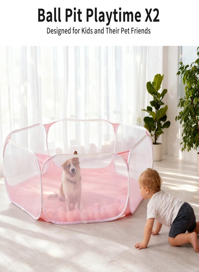Heopeis Kids Ball Pit Large Pop Up Children Ball Play Tent for Toddlers Girls Boys for Indoor Outdoor Baby Playpen with Carry Tote, Balls Not Included (Pink)… - Image 3