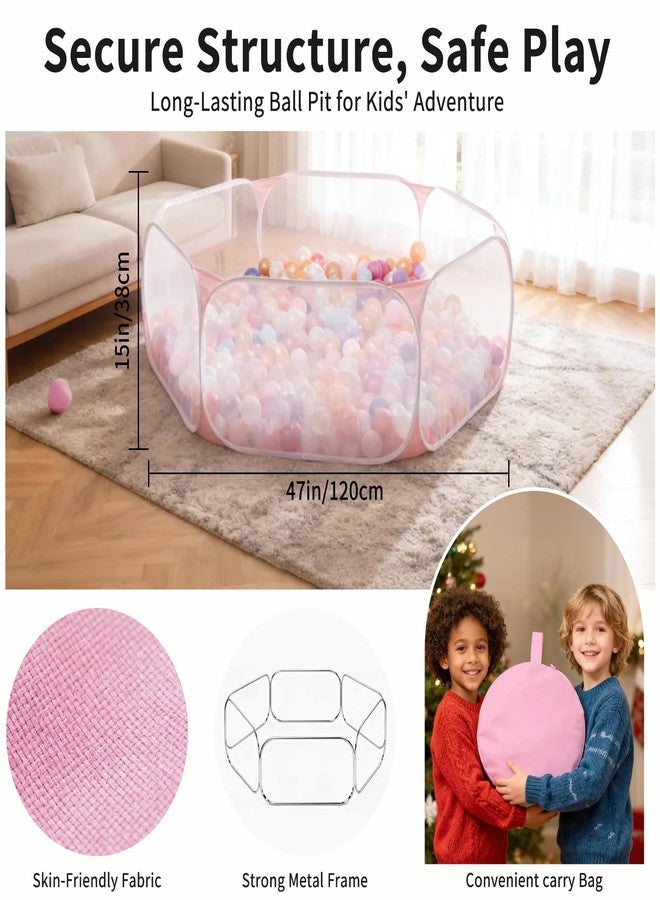 Heopeis Kids Ball Pit Large Pop Up Children Ball Play Tent for Toddlers Girls Boys for Indoor Outdoor Baby Playpen with Carry Tote, Balls Not Included (Pink)… - Image 5