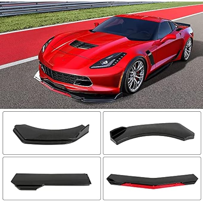 DREAMIZER Universal Front Lip for Car,Adjustable Front Bumper Lip Chin Spoiler Splitter Diffuser Protector Body Kit Compatible with Honda Nissan Toyota Mazda, Black w/Red - Image 3