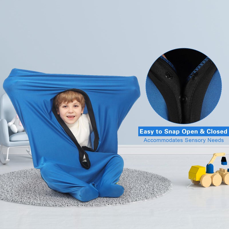 Hugsmiling Body Sock Sensory Kids, Small 24 * 38 inch, Good for Kids Height 33~42 inch, Soft Fabric with Strong Stitching and Snap Closures (Classic Blue) - Image 4