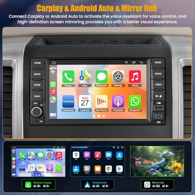 Adapter-Universe Car Radio Stereo For Dodge Ram Pickup 1500/2500(2009-2012),For Dodge Challenger&Avenger(2008-2014), Android 13.0 (4G Ram 64G Rom) Touch Screen With Wireless Carplay& Android Auto - Image 3