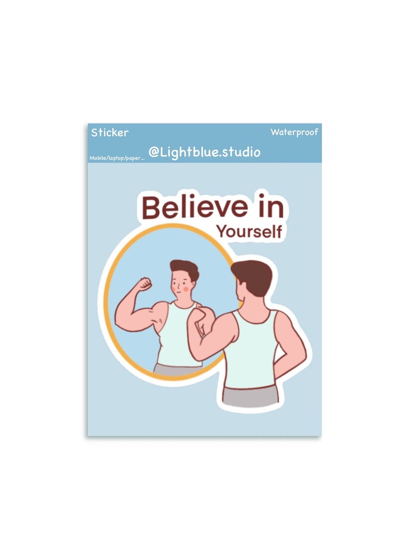 Boomah Accessories 1-Piece Creative Motivation Waterproof Vinyl Stickers for boys, Believe in yourself for Laptop , Mobile , Mug , Skateboard , Guitar for kids, adult , girls, nursery 8x6cm - Image 2