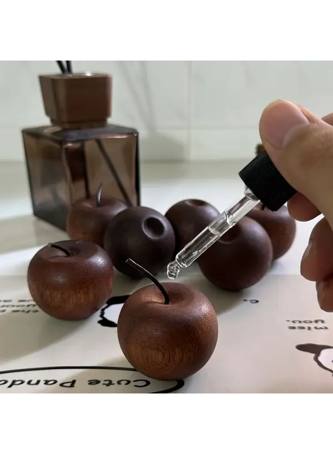 2pcs Apple Shaped Wooden Essential Oil Diffuser Solid Wood Aromatherapy Diffuser No Battery Required Long Lasting Fragrance For Home Car Holiday Decoration Christmas Gift Natural Wood Design - Image 1