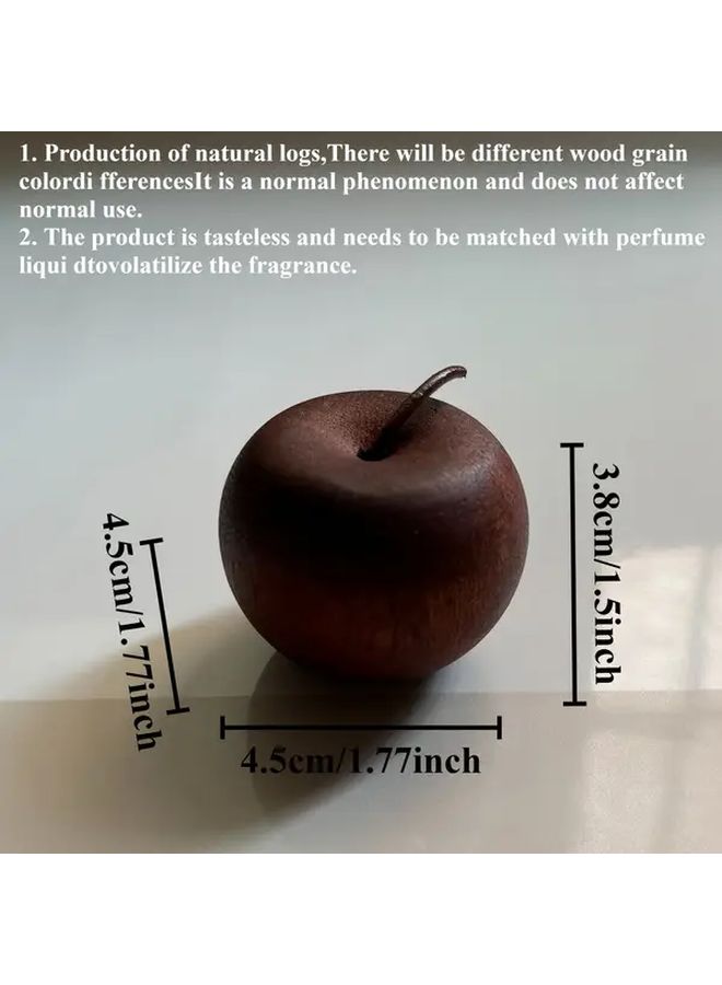 2pcs Apple Shaped Wooden Essential Oil Diffuser Solid Wood Aromatherapy Diffuser No Battery Required Long Lasting Fragrance For Home Car Holiday Decoration Christmas Gift Natural Wood Design - Image 3