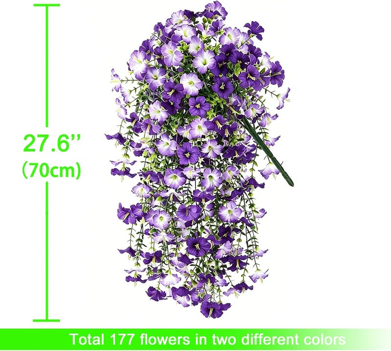 AirSun Artificial Morning Glory Flower Vines, 2pcs Hanging Plants Silk Garland Fake Green Plant Home Garden Wall Fence Indoor Outdoor Wedding Birthday Decor - Image 2