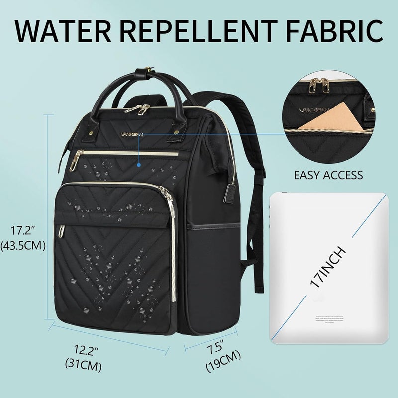 VANKEAN Laptop Backpack for Women Men 17 Inch Stylish Computer Work Backpack - Image 2