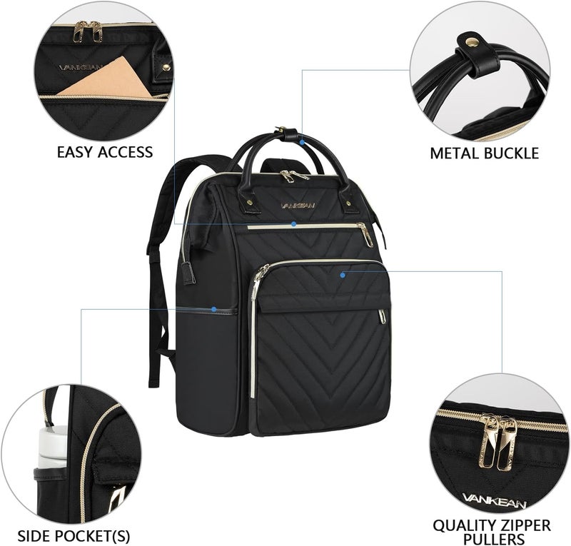 VANKEAN Laptop Backpack for Women Men 17 Inch Stylish Computer Work Backpack - Image 5