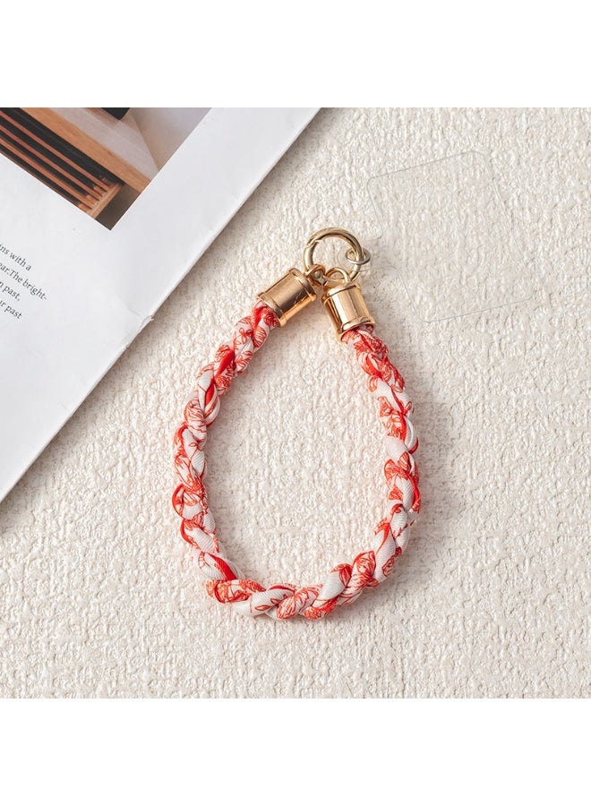 NIBEMINENT Beaded Phone Lanyard, Anti Lost Removable Wrist Strap, Chain Scarf Bracelet Pendant, Phone Keychain Lanyard,2/Red