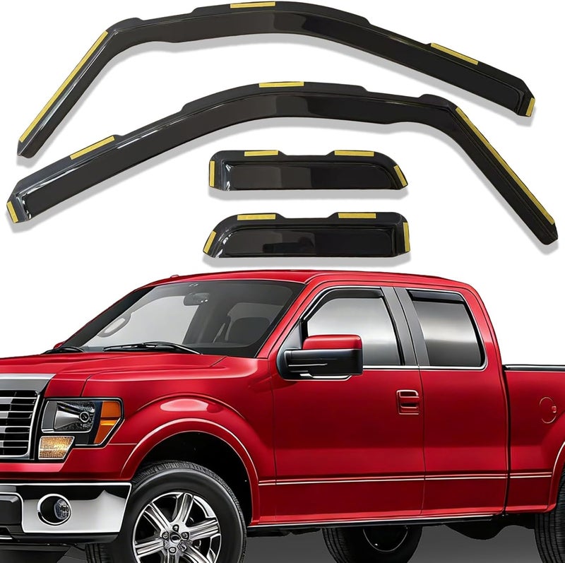 Darodcar Side Window Visors Vent Shade Wind Deflectors for F150 2004-2008 Super Cab - 4PCS Set - Image 2