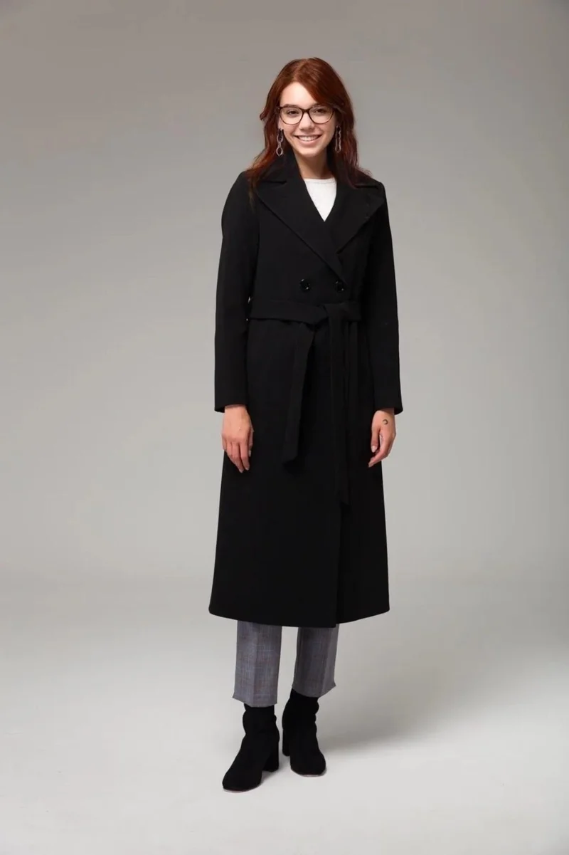 باربورا Full Length Cashmere Women's Black Coat