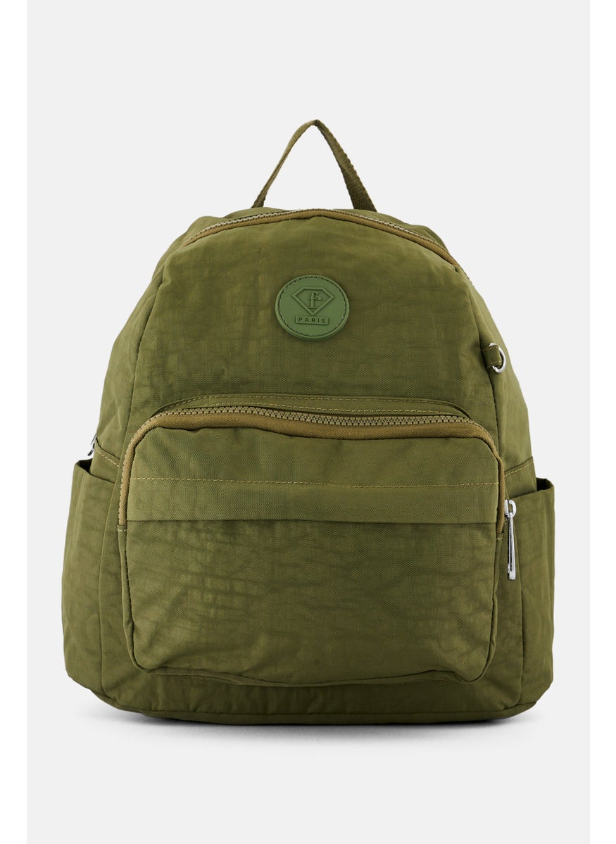 I Love Fashion Women Brand Logo Backpack 27 L x 31 H x 14 W cm, Olive  - Image 1
