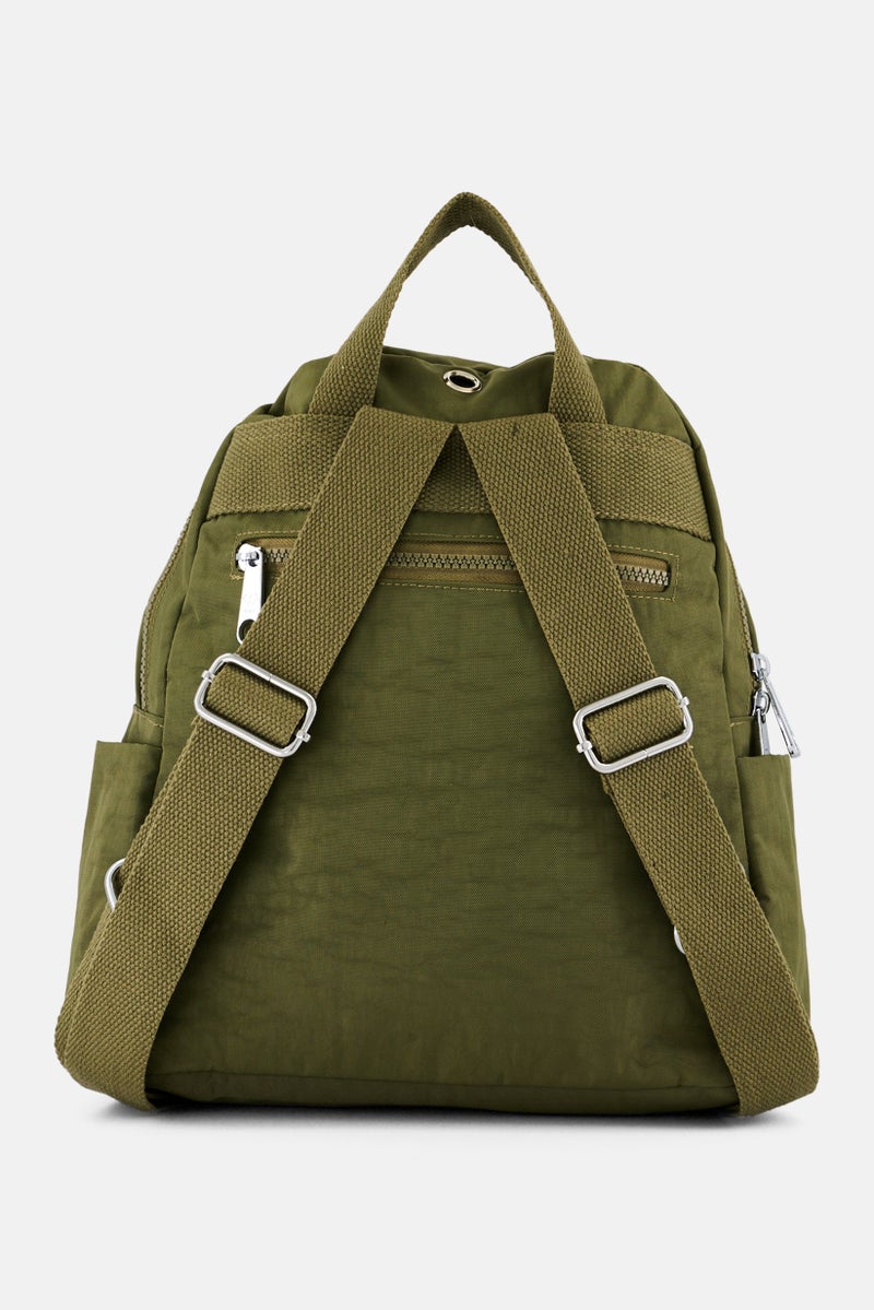 I Love Fashion Women Brand Logo Backpack 27 L x 31 H x 14 W cm, Olive - Image 2