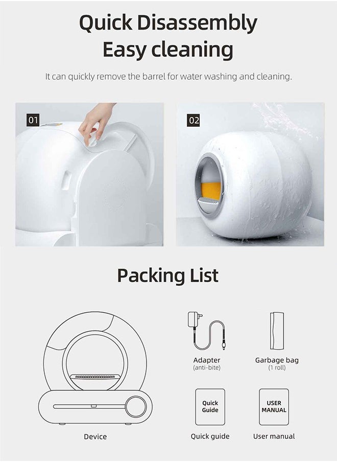Occuwzz - Self Cleaning Cat Litter Box No Scooping Automatic Litter Box with APP Control 65L Large Capacity Pet Toilet - Image 1