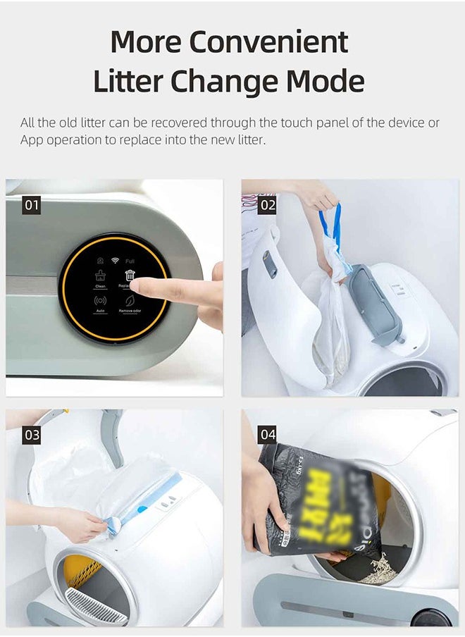 Occuwzz - Self Cleaning Cat Litter Box No Scooping Automatic Litter Box with APP Control 65L Large Capacity Pet Toilet - Image 1