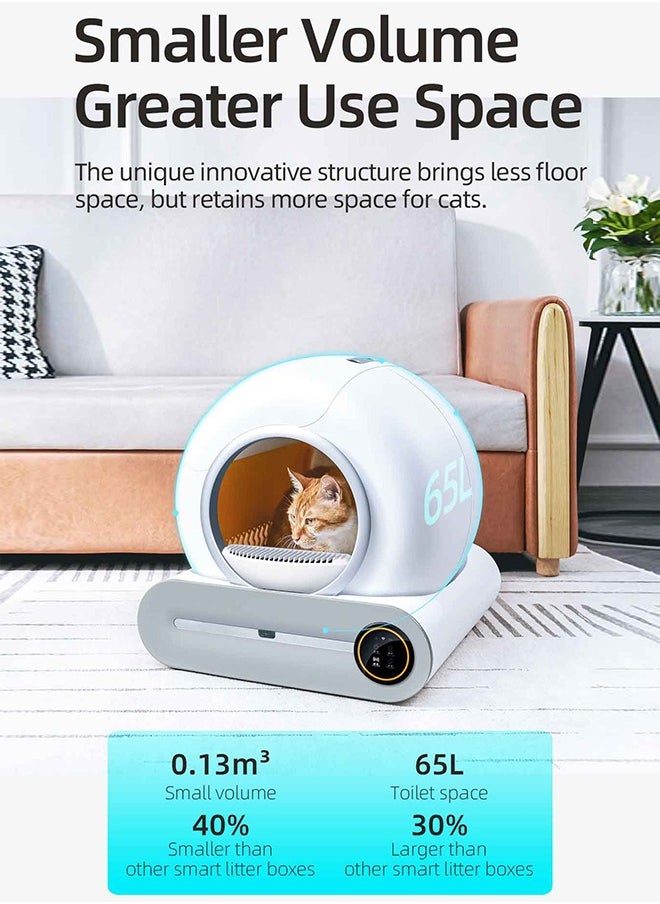 Occuwzz - Self Cleaning Cat Litter Box No Scooping Automatic Litter Box with APP Control 65L Large Capacity Pet Toilet - Image 1