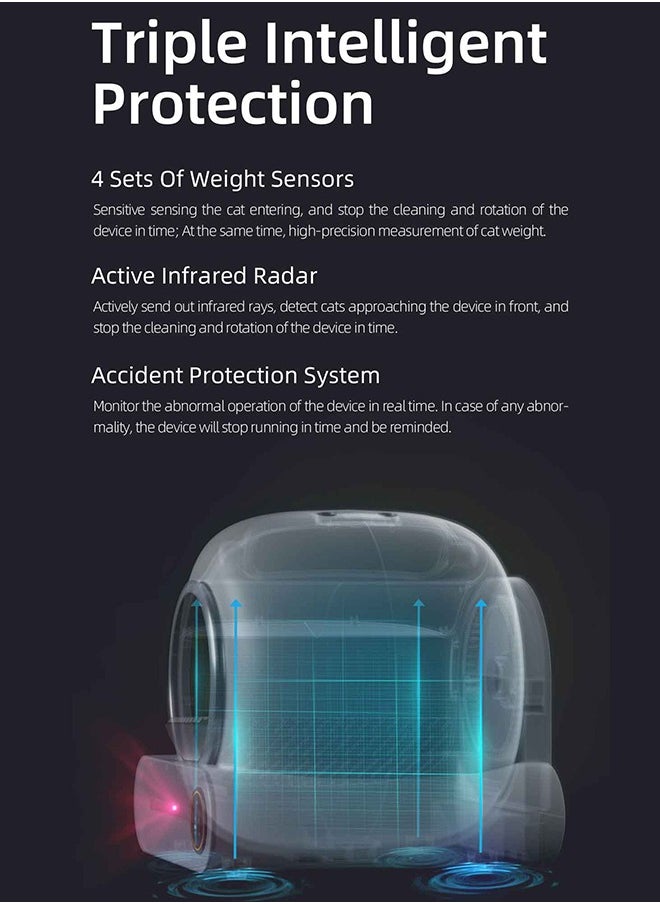 Occuwzz - Self Cleaning Cat Litter Box No Scooping Automatic Litter Box with APP Control 65L Large Capacity Pet Toilet - Image 1