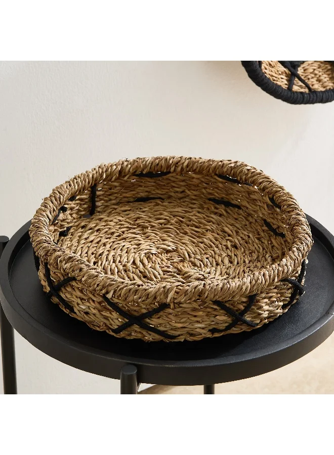 Home Box Naturaloom Stitch Round Tray - 37x37 x7 cm